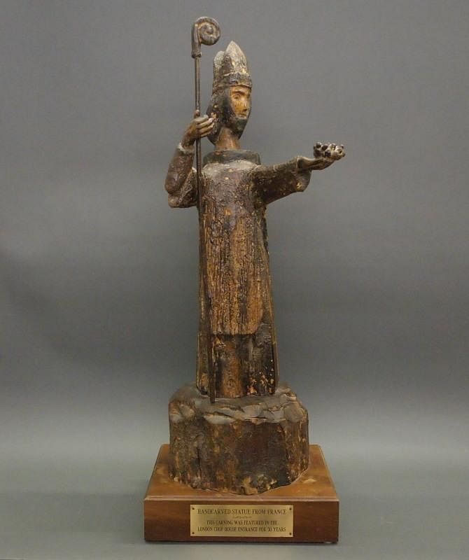 Appraisal: French carving of a Saint A mid th century French