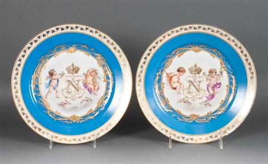 Appraisal: Pair of Sevres porcelain cabinet plates bearing the arms of