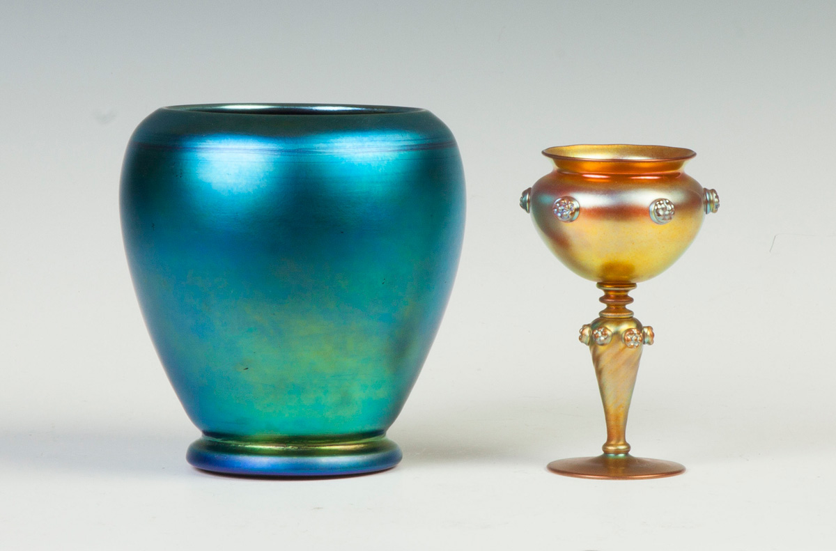 Appraisal: Steuben Blue Aurene Vase Sgn Steuben Aurene