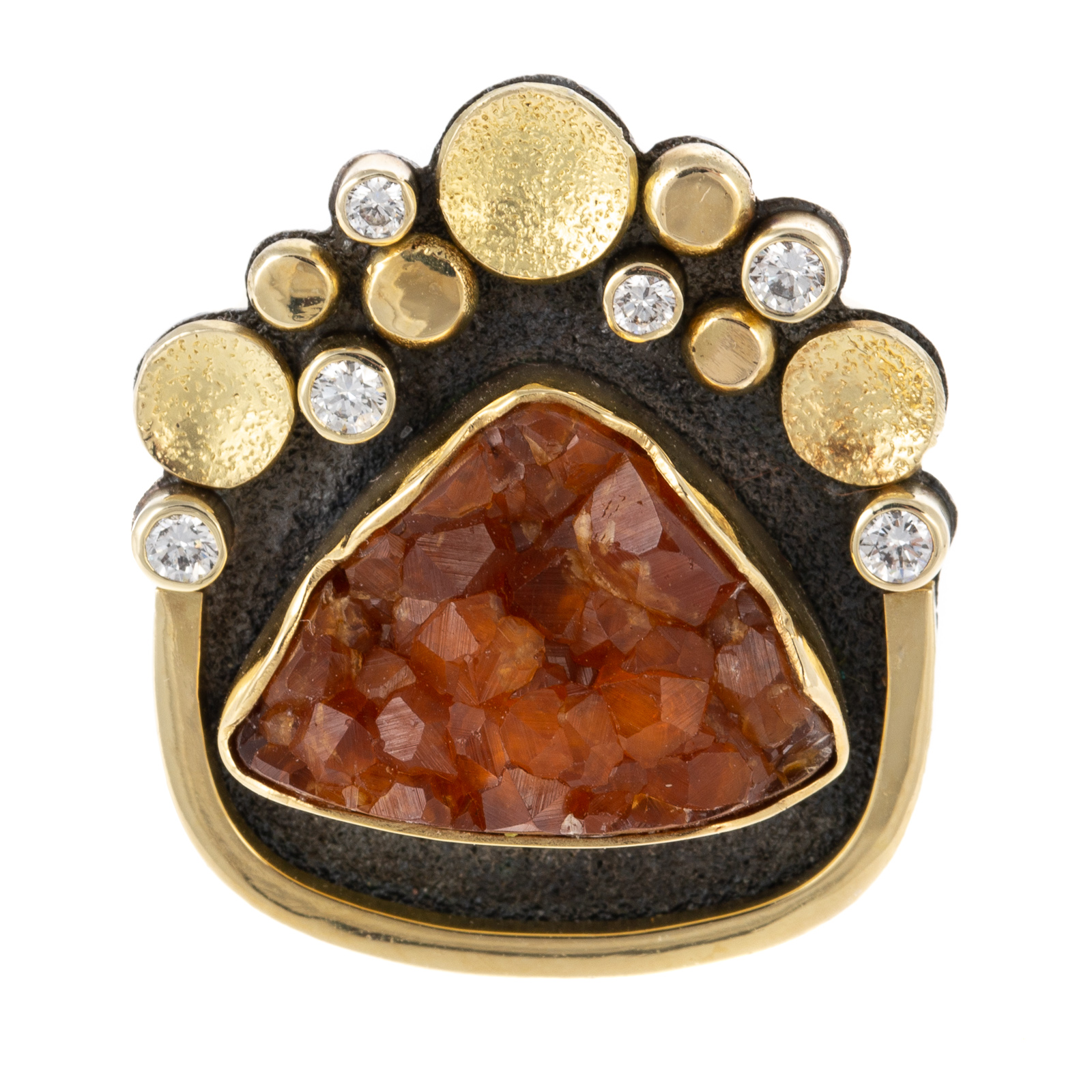 Appraisal: A BETH SOLOMON CITRINE DRUZY DIAMOND RING K yellow gold