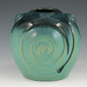 Appraisal: Very nice squat vase with blue high glaze dripped over