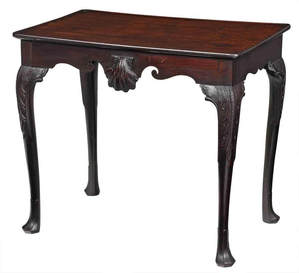 Appraisal: Fine Irish Chippendale Carved Mahogany Tea Table th century with