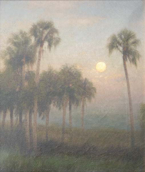 Appraisal: Hermann Herzog American - Moonrise in Florida Oil on canvas