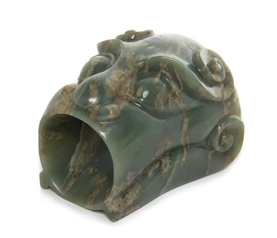 Appraisal: Sale Lot A Carved Jade Coupe of an olive green