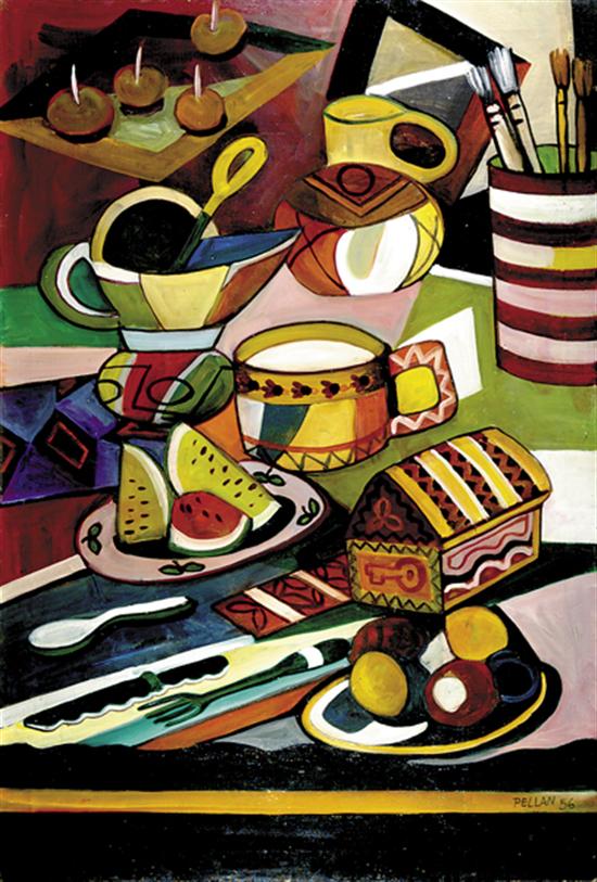 Appraisal: Alfred Pellan manner of Canadian - THE ARTIST'S BREAKFAST TABLEoil