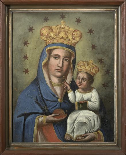 Appraisal: Spanish Colonial School Early th Century Madonna and Child oil