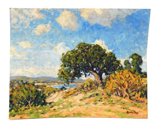 Appraisal: Gary Ray American b oil on artist board summer landscape