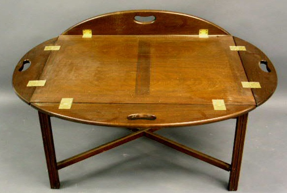 Appraisal: Chippendale style mahogany butler s tray table h x l