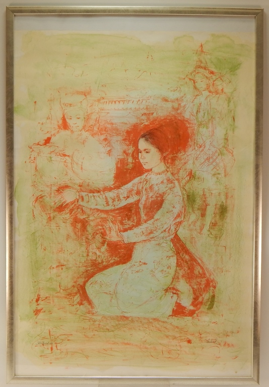 Appraisal: EDNA HIBEL FIGURATIVE LITHOGRAPH OF YOUNG GIRL Massachusetts Florida -