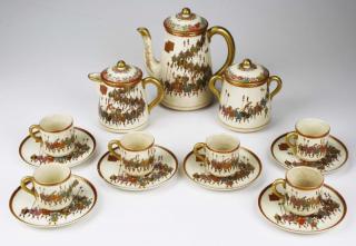 Appraisal: late th c Satsuma Ronin demitasse tea set pcs ht