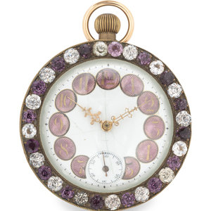 Appraisal: A Continental Guilloche Enamel and Jewel Decorated Table Clock Early-to-Mid