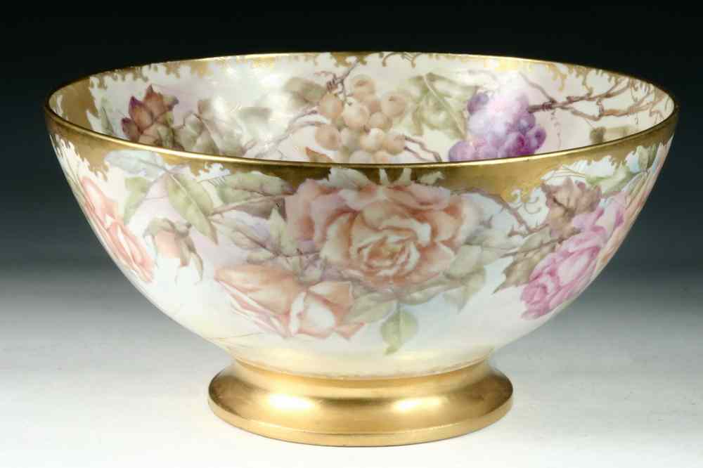 Appraisal: LIMOGES PUNCH BOWL - Late th c Limoges Porcelain Punch