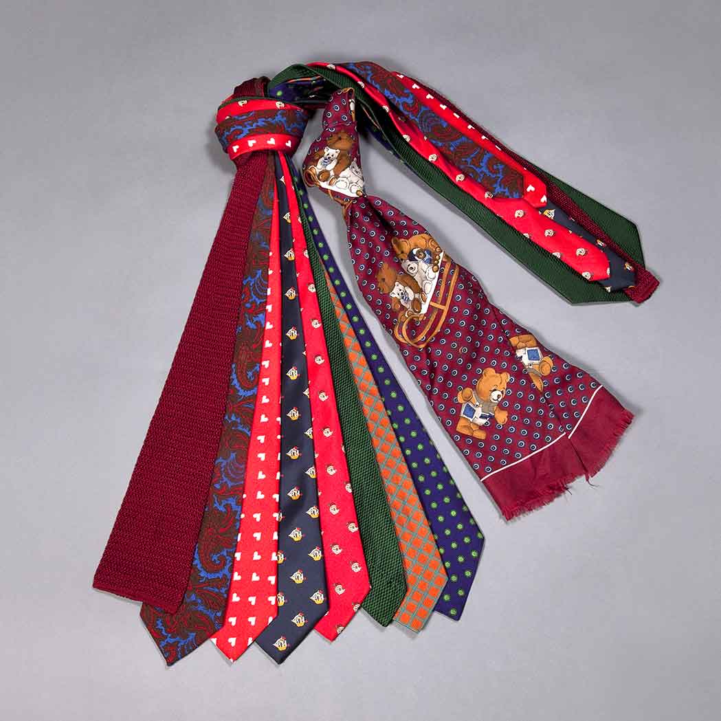 Appraisal: Collection of Nine Neckwear Articles Comprising a silk rectangular scarf