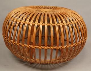 Appraisal: FRANCO ALBINI Woven Rattan Pouf Stool Ottoman Bu FRANCO ALBINI