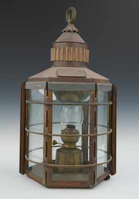 Appraisal: A Vintage Six-Sided Ship's Lantern Originally brass plated with glass