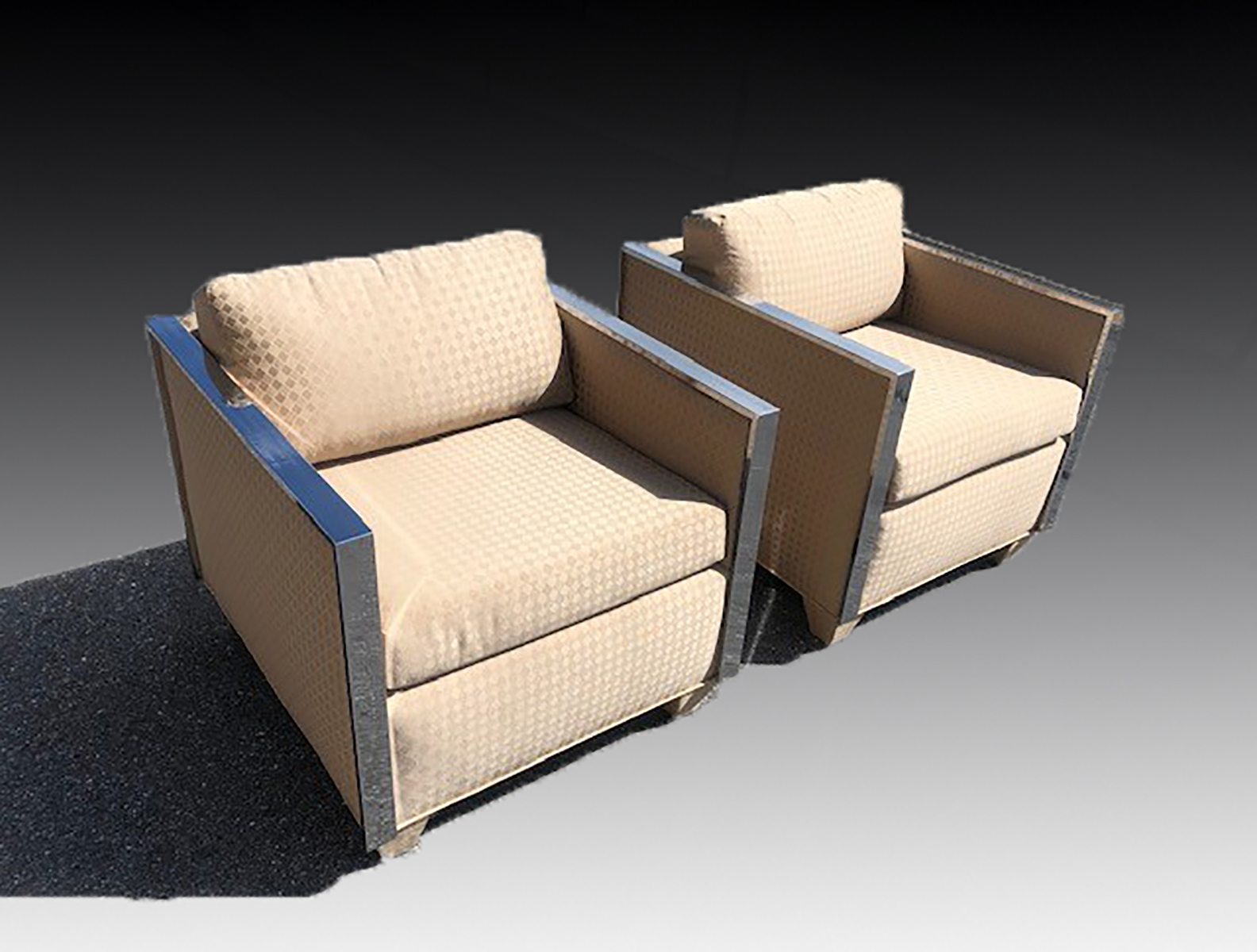 Appraisal: PAIR OF MILO BAUGHMAN CUBE LOUNGE CHAIRS Pair of mid-century