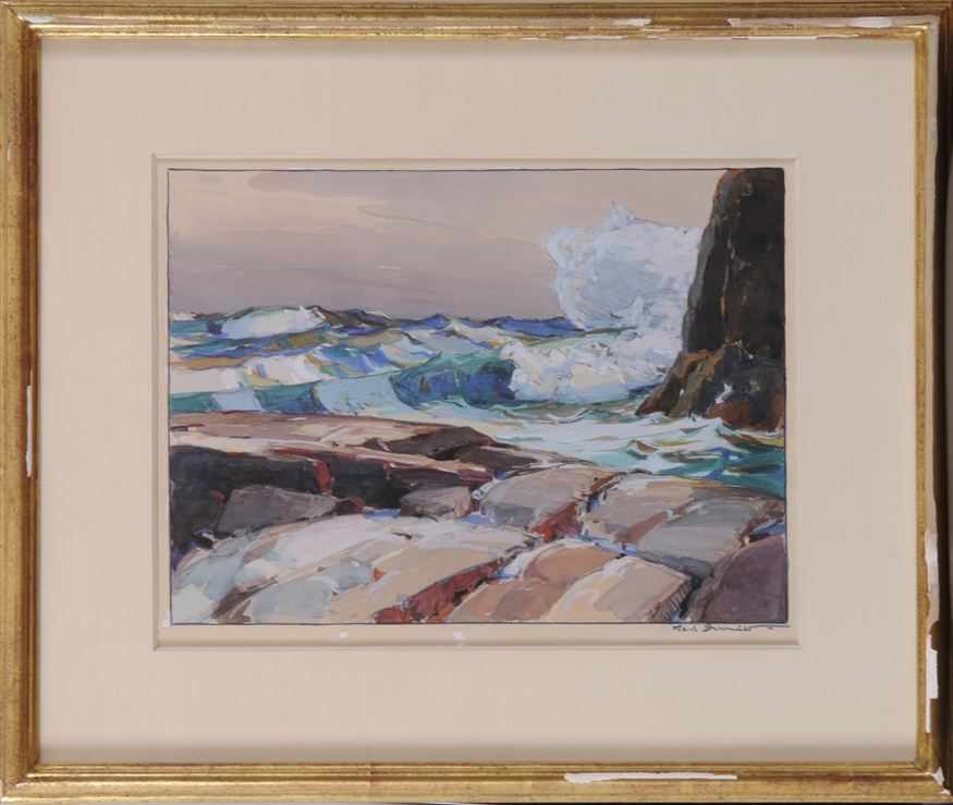 Appraisal: KARL SCHMIDT - CRASHING WAVES Gouache x in image sight