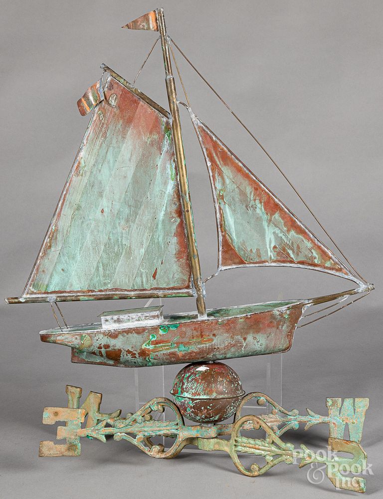 Appraisal: Copper sailboat weathervane th c Copper sailboat weathervane th c