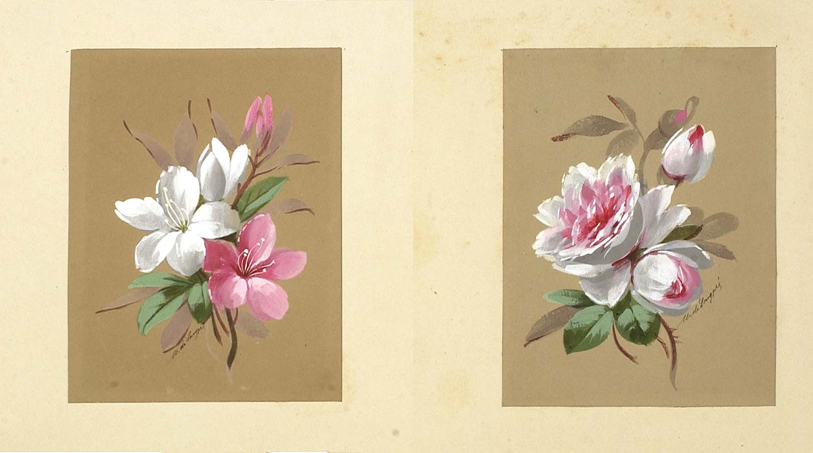 Appraisal: RAOUL MAUCHERAT DE LONGPREAmerican - Pair of floral studies Signed