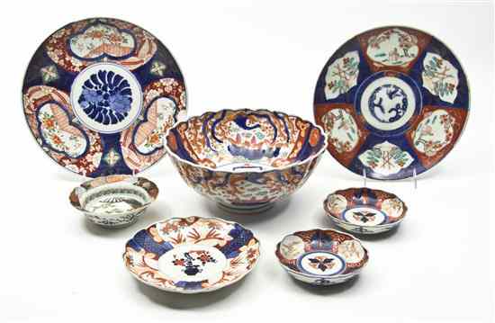 Appraisal: A Collection of Imari Style Porcelain Articles comprising a center