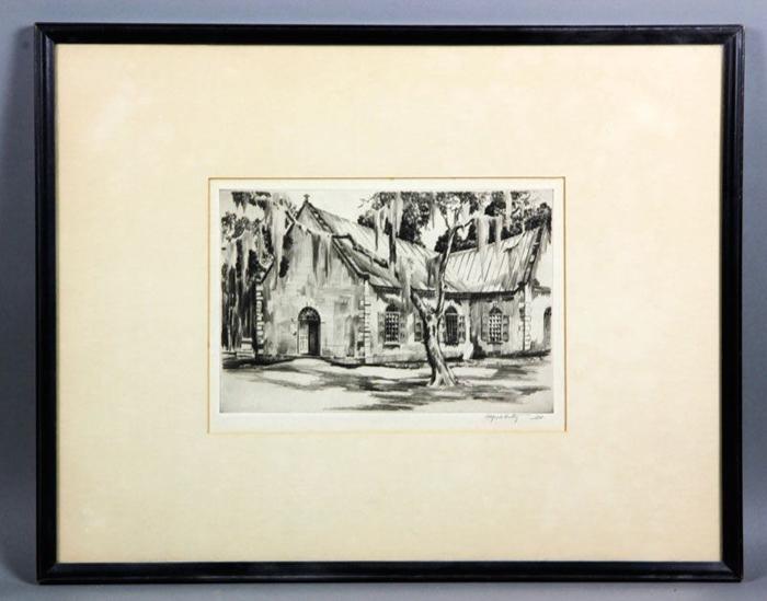 Appraisal: - Hutty Old St Andrews Episcopal Church Etching Alfred Hutty