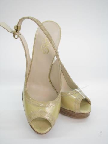 Appraisal: Dolce Gabbana gold leather peep toe platform sling backs with