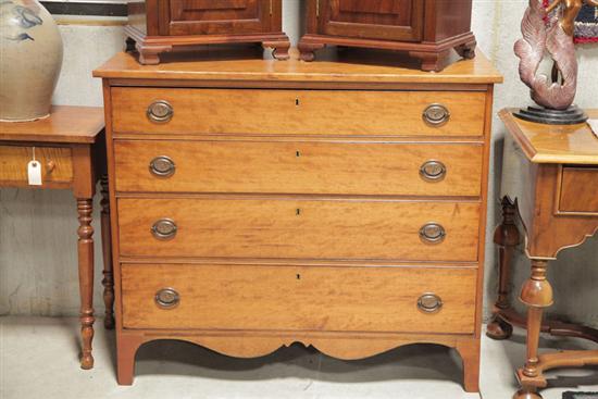 Appraisal: CHEST OF DRAWERS Walnut and birch Four graduated drawers with