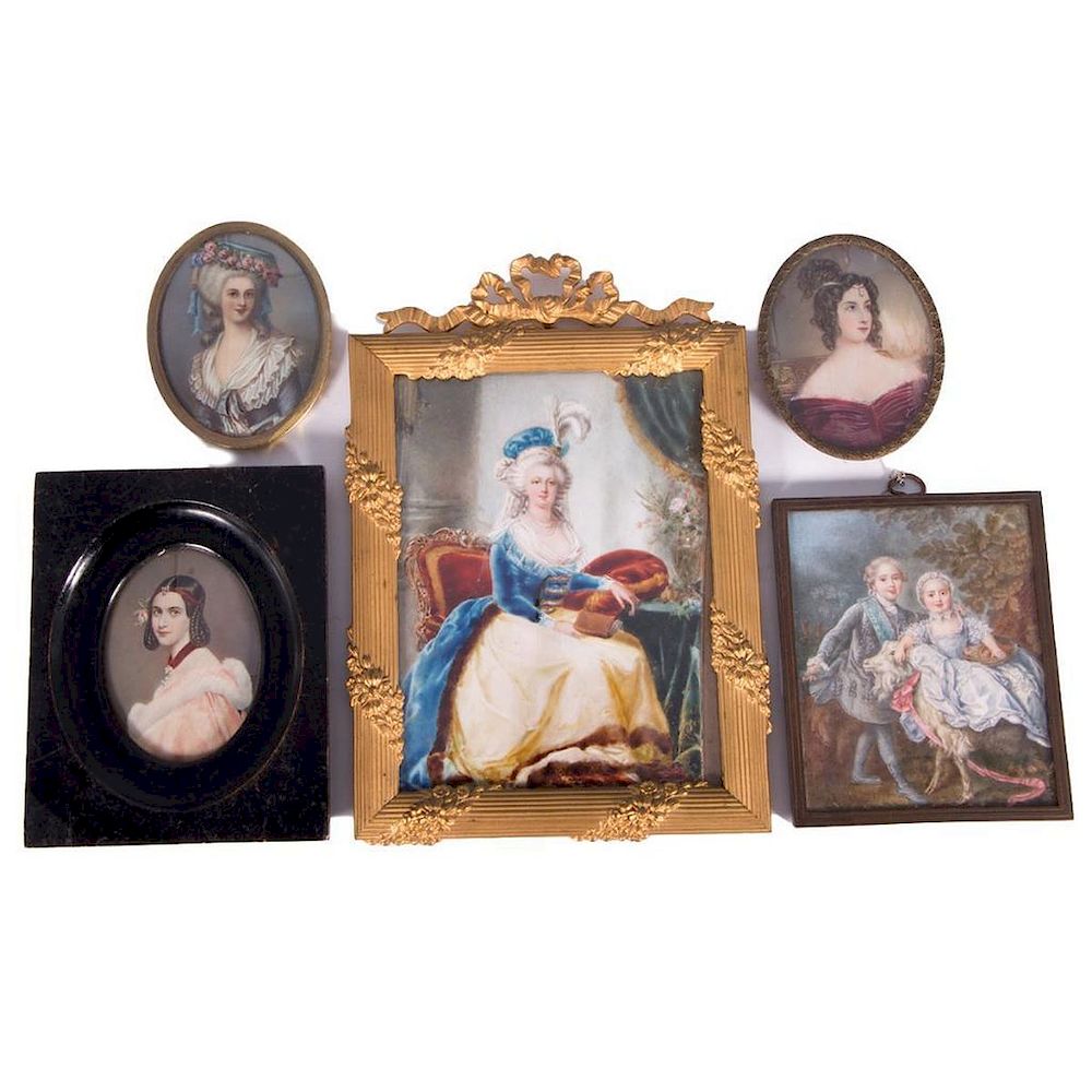 Appraisal: Portrait Miniatures in a Variety of Frames Portrait of French