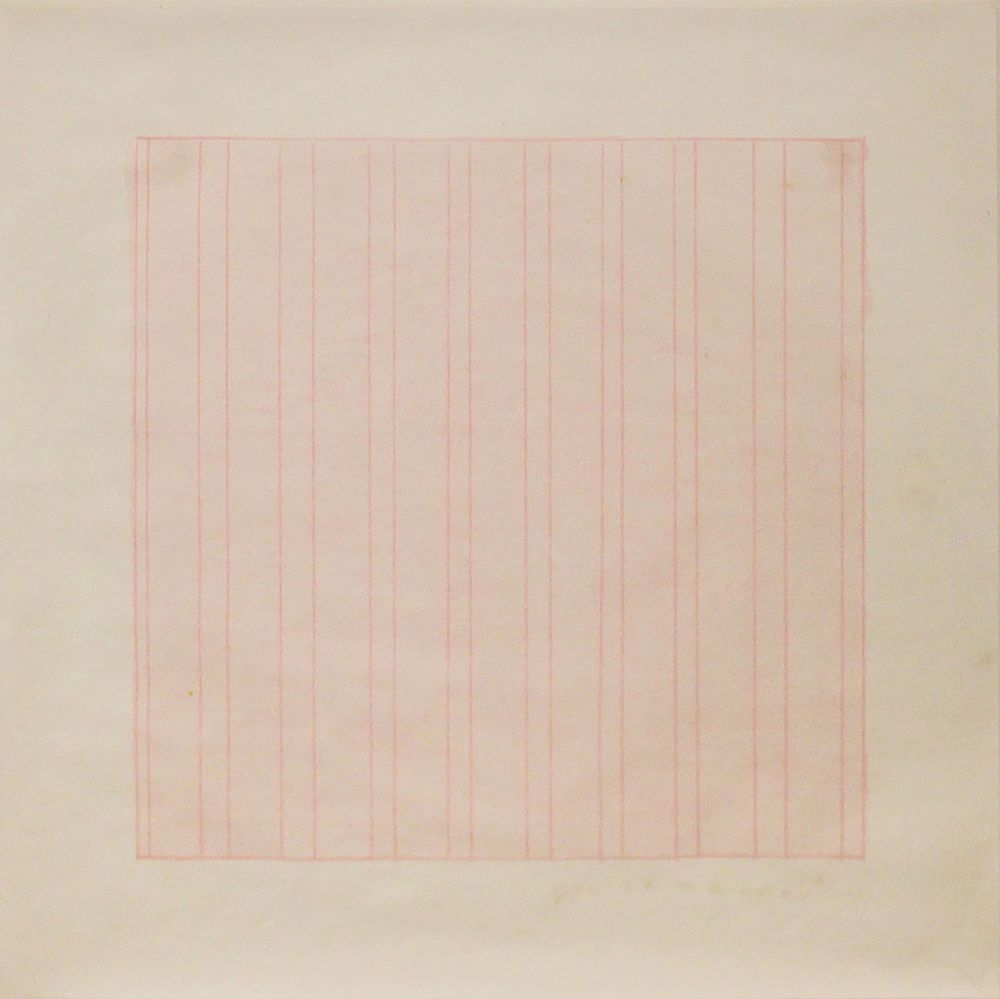 Appraisal: AGNES MARTIN Praise Praise Rubber stamp print From the Rubber