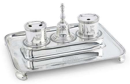 Appraisal: A George I silver desk stand Courtauld London - the