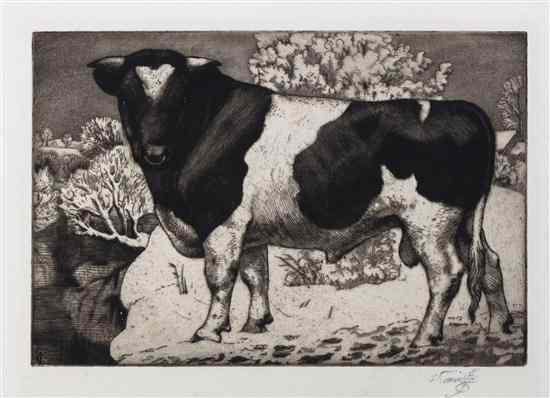 Appraisal: Charles Frederick Tunnicliffe British - The New Calf The Holstein