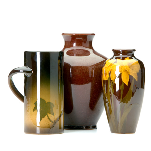 Appraisal: ROOKWOOD Three vases two in Standard Glaze one by Caroline