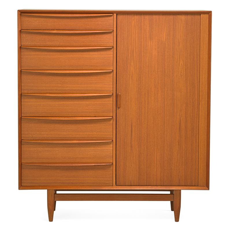 Appraisal: FALSTER Cabinet Condition Report Features seventeen drawers one tambour door