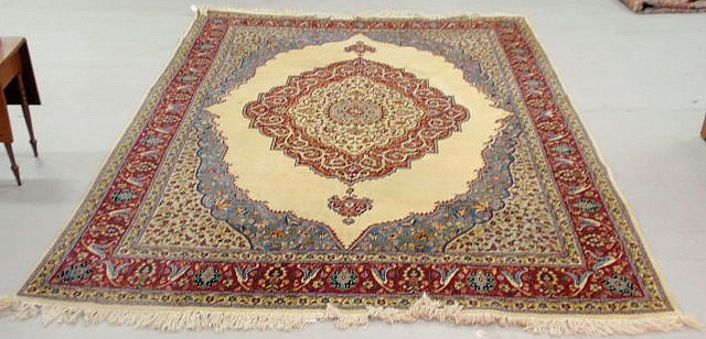 Appraisal: Room size Kerman oriental carpet ivory field floral patterns '