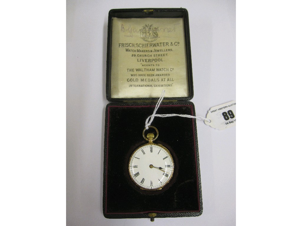 Appraisal: Eighteen carat gold fob watch in original fitted box