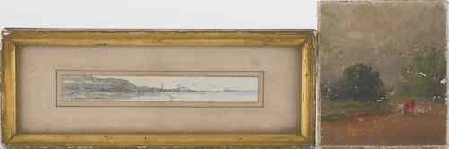 Appraisal: Clawson Shakespeare Hammitt American - miniature watercolor seascape titled Studts