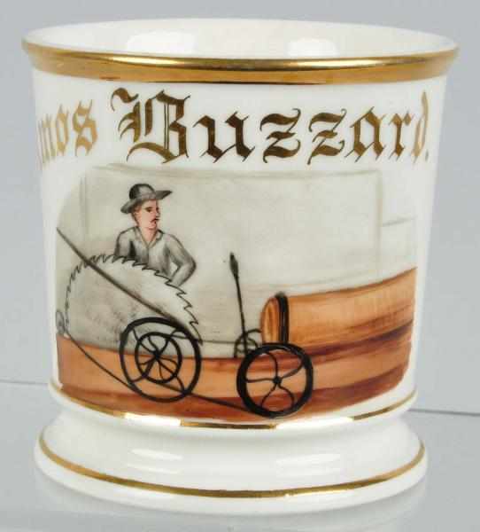 Appraisal: Sawmill Shaving Mug Description Nice and detailed image of man