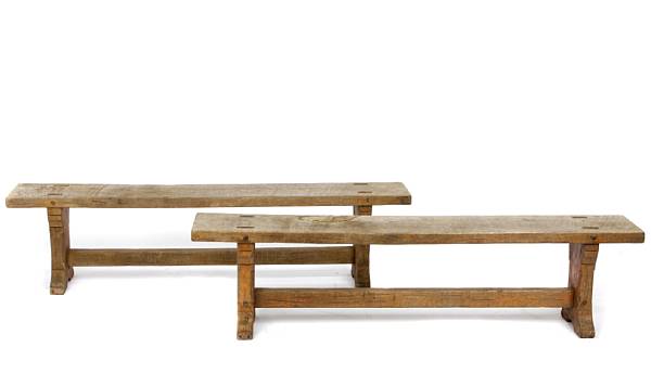 Appraisal: A pair of Provincial benches height in length ft in