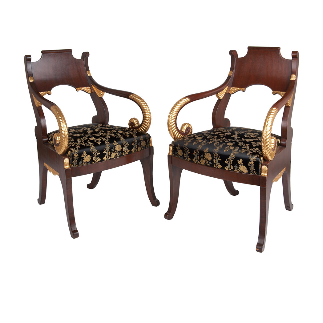 Appraisal: Pair of Russian Neoclassical Parcel Gilt Mahogany Armchairs th Century