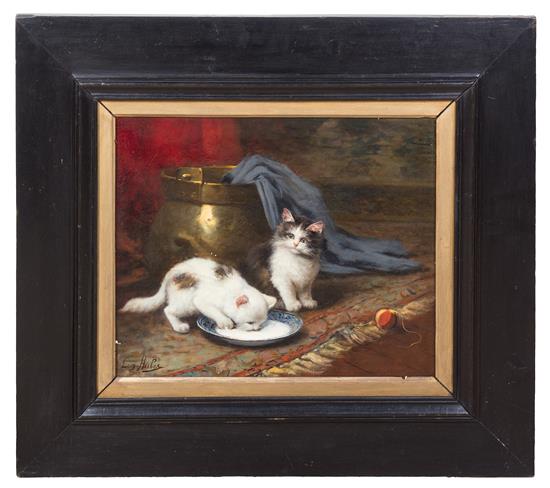 Appraisal: Sale Lot Leon Charles Huber French - Two Kittens oil