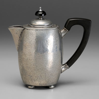 Appraisal: Liberty Co pewter teapot hammered oval body squared r