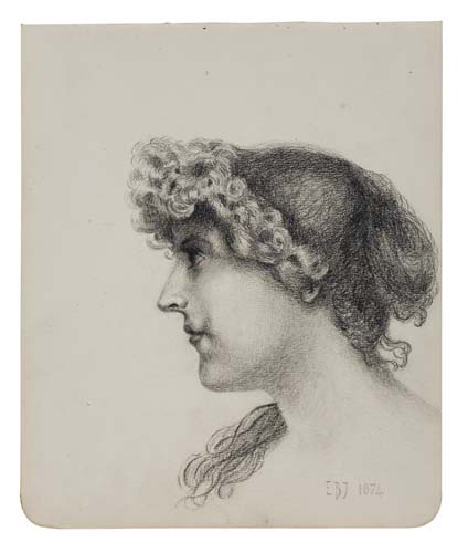 Appraisal: EDWARD COLEY BURNE-JONES Portrait Study Pencil on cream wove paper