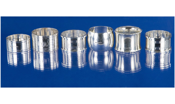 Appraisal: Collection Of Silver Napkin Rings Comprising A Pair Hallmarked Birmingham