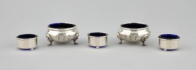 Appraisal: A Lot of Silver Salts with Cobalt Glass Liners Consisting