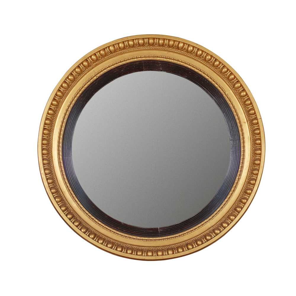 Appraisal: REGENCY GILTWOOD AND EBONISED CONVEX MIRROR EARLY TH CENTURY cm