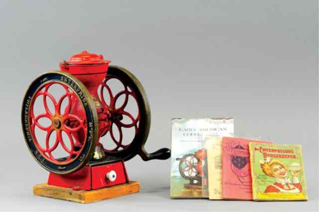 Appraisal: ENTERPRISE COFFEE MILL Cast iron painted in red with gold