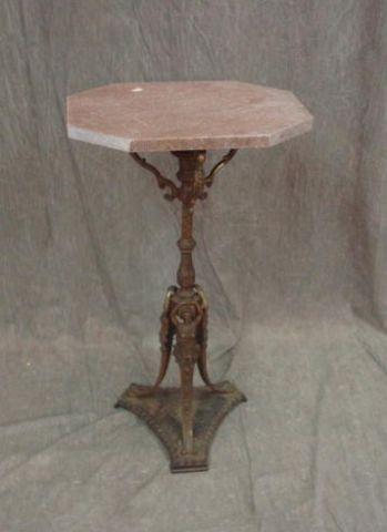 Appraisal: Art Deco Gilt Metal Marbletop Figural Stand From a Bronx