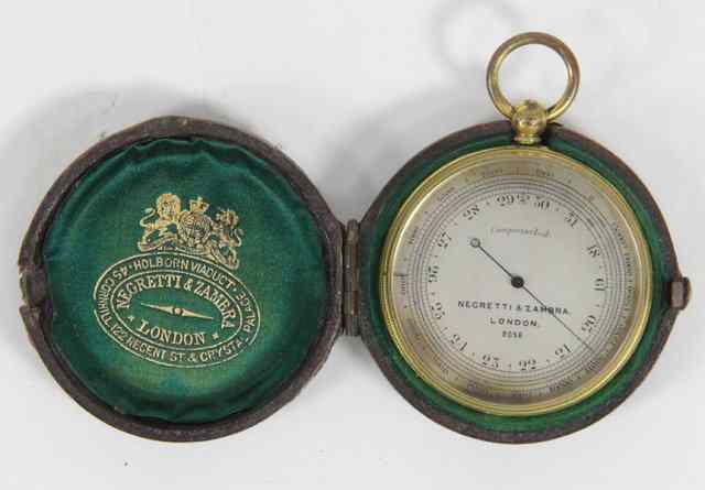 Appraisal: A Victorian pocket barometer by Negretti Zambra incorporating an altimeter