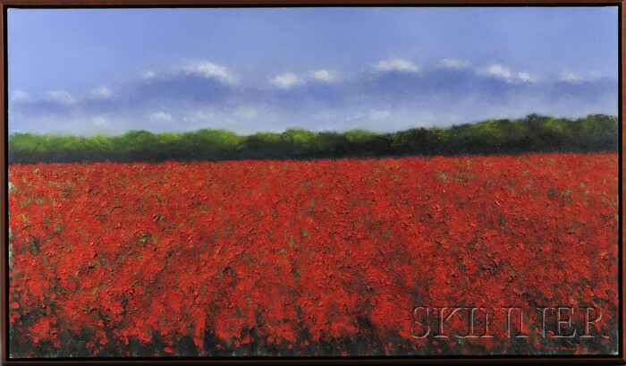 Appraisal: John Stockwell American b Poppy Fields Red Signed and dated