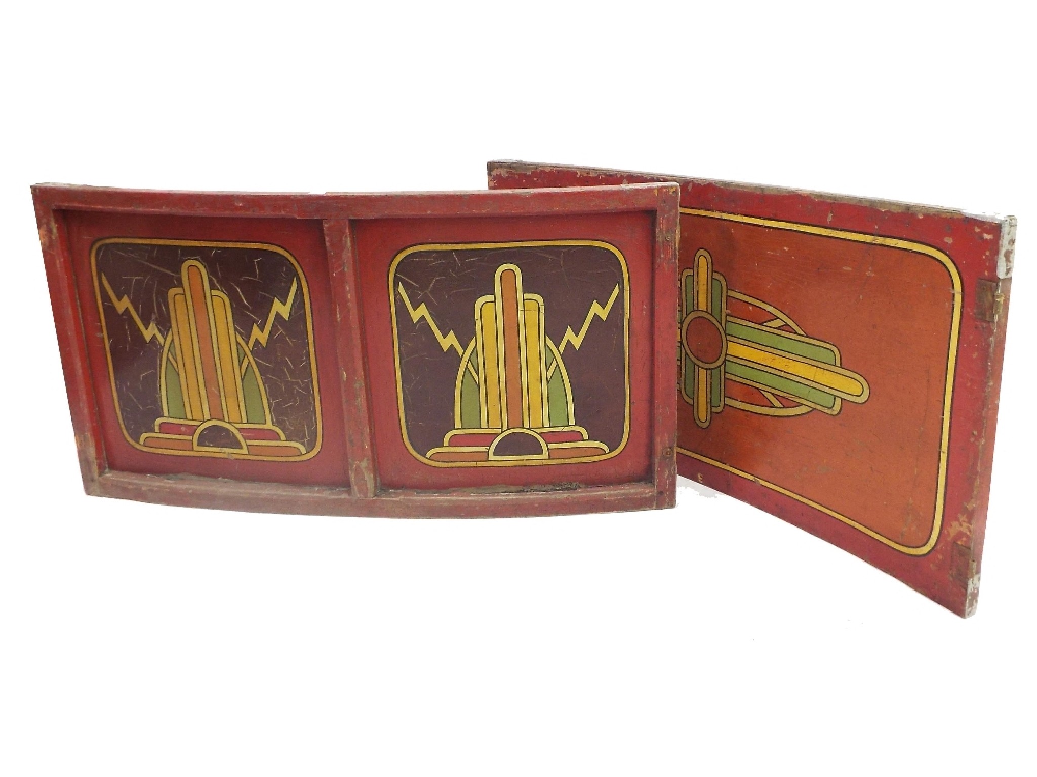 Appraisal: Pair of s polychrome hoarding boards from Blackpool circus each